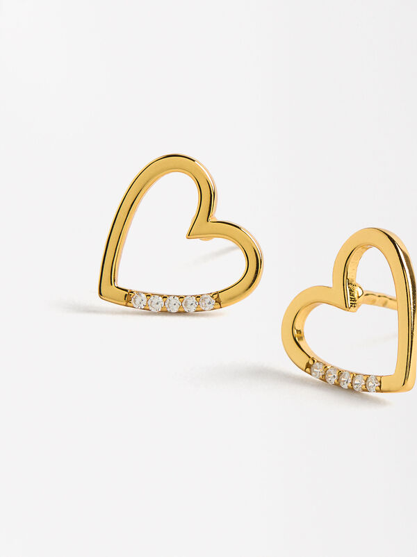 Orecchini cuore con zirconi - argento sterlingo 925
