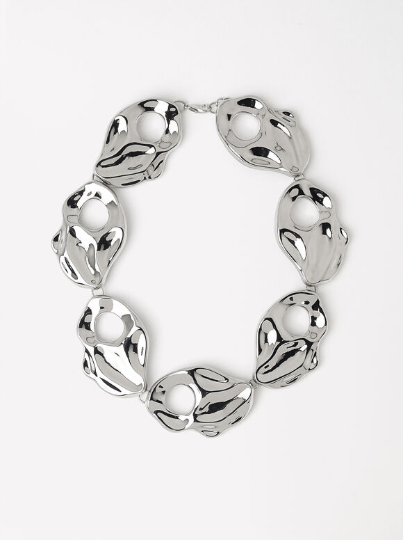 Online Exclusive - Embossed Link Necklace, Silver, hi-res