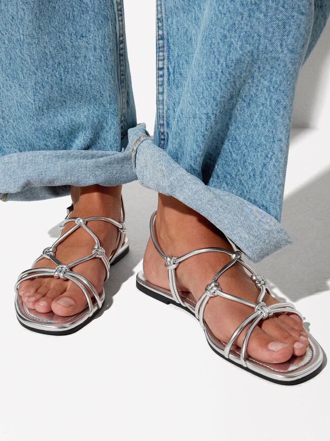 Online Exclusive - Metallic Flat Sandal Knots