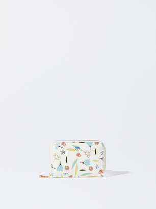 Floral Print Wallet, Ecru, hi-res