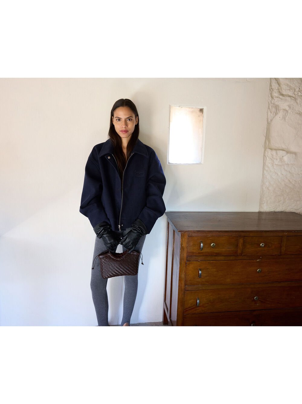 Tote bag with braided leather