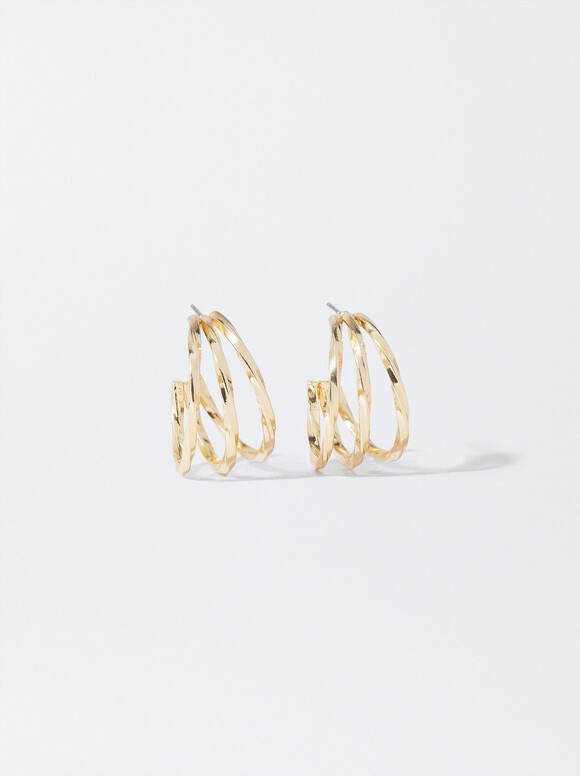 Gold Hoop Earrings , Golden, hi-res