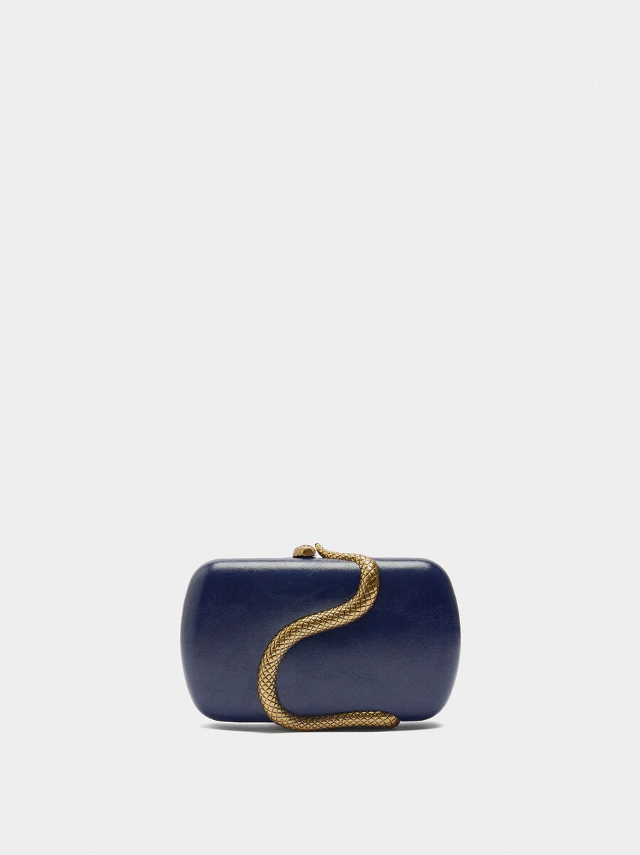 Snake print evening clutch