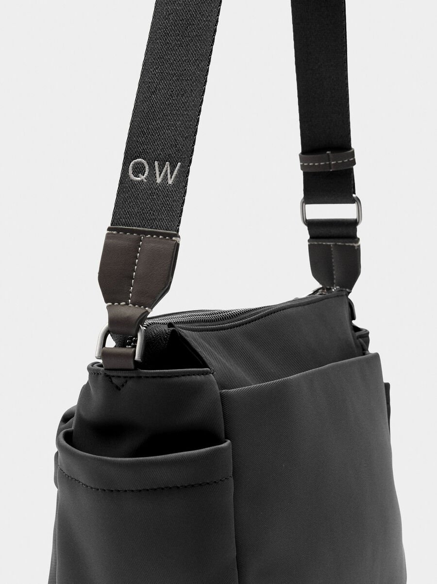 Crossbody bag with nylon effect