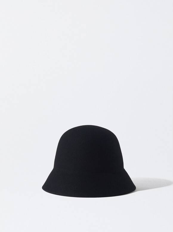 Knitted Bucket Hat, Black, hi-res