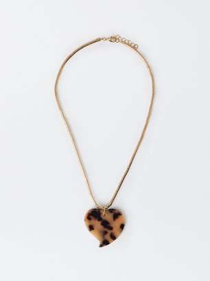 Golden Necklace With Heart, Multicolor, hi-res