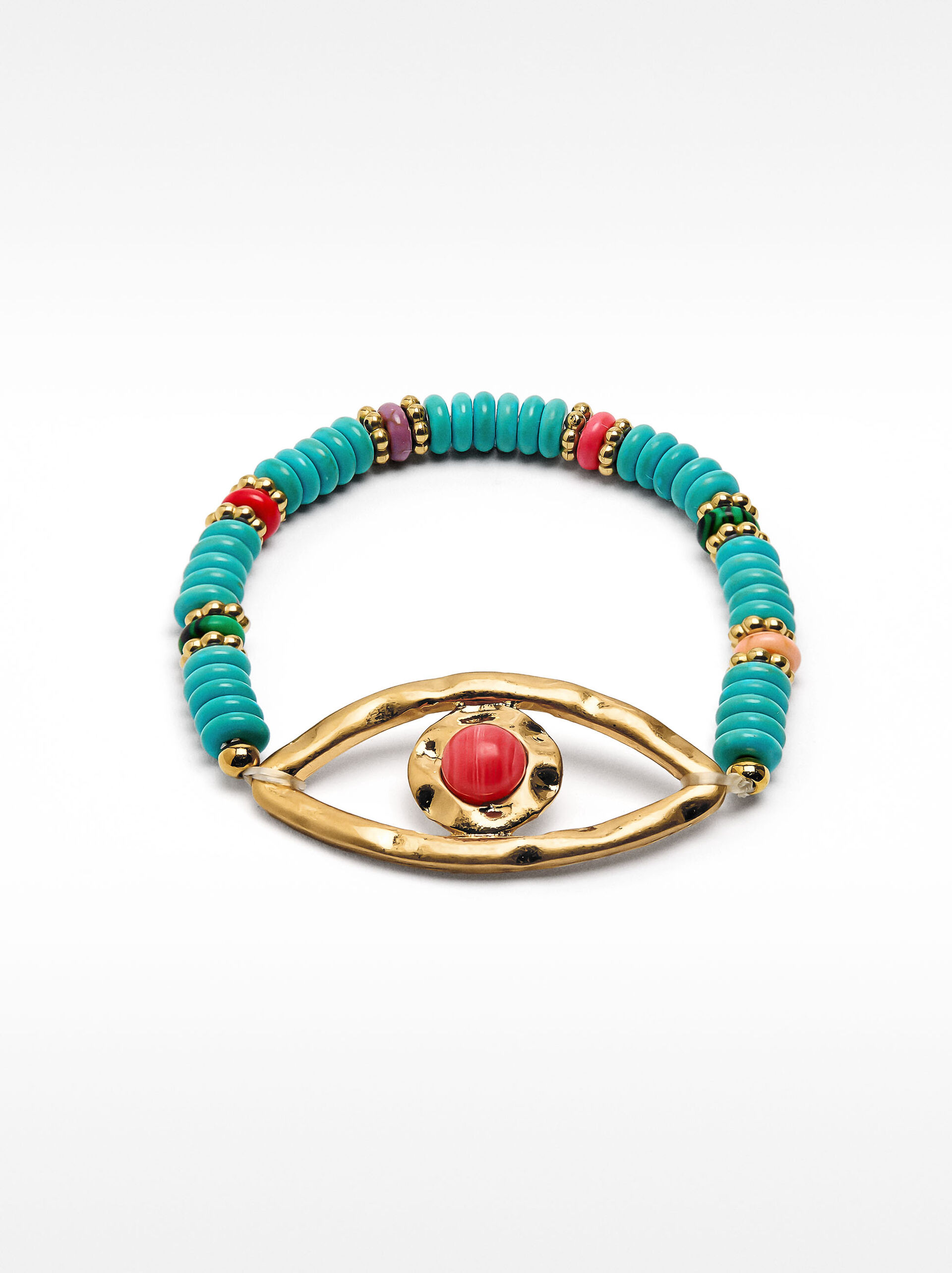 Pulsera con piedras y colgante ojo image number 0.0