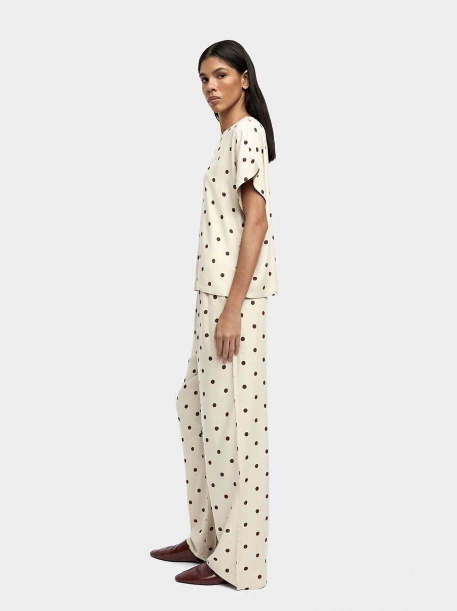 Trousers with polka dots with elastic waist