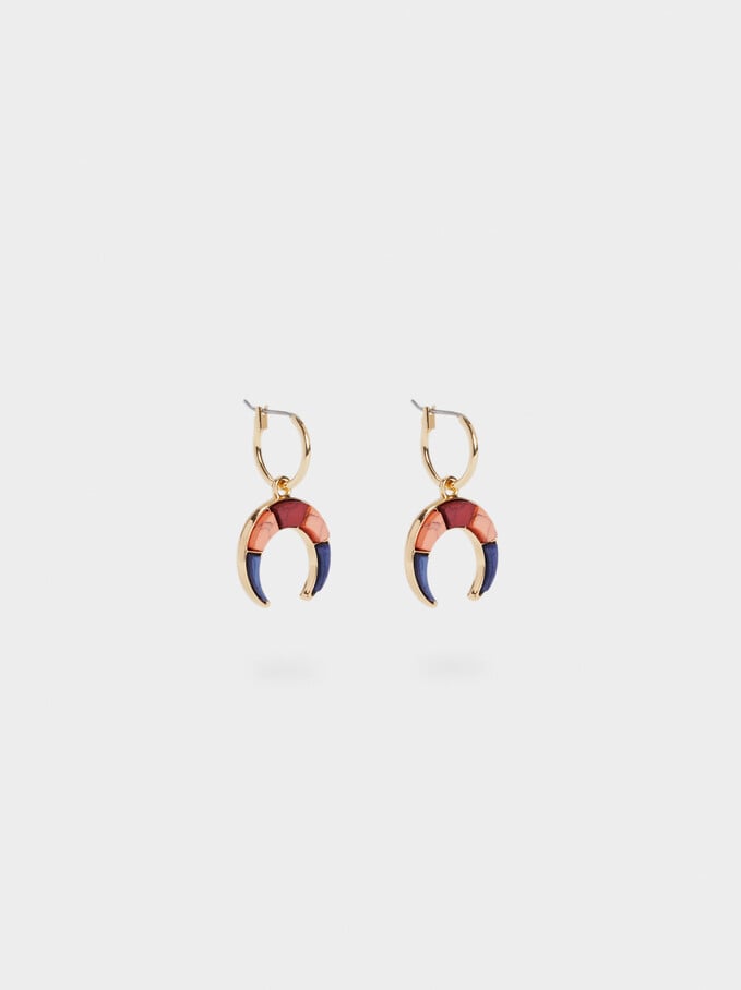 Earrings With Horn, Multicolor, hi-res