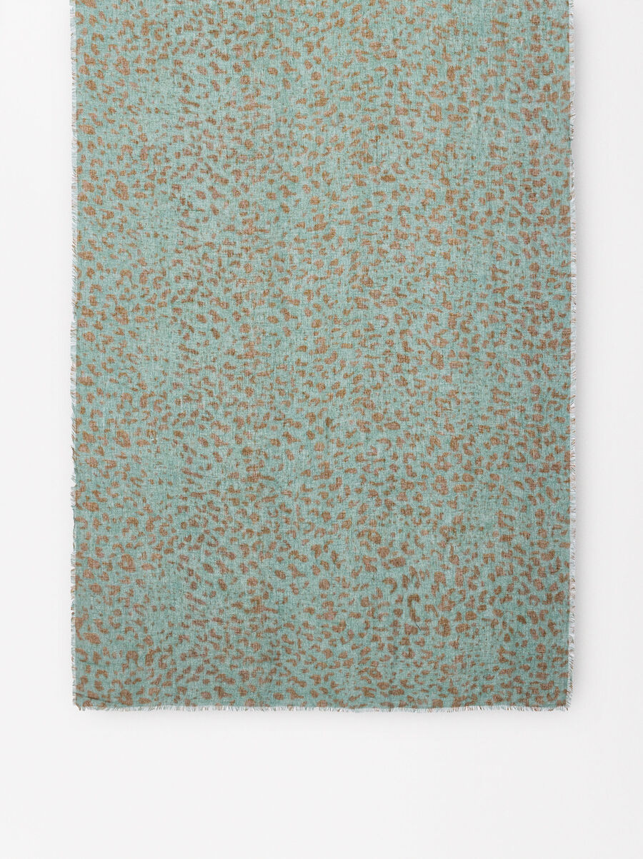 Printed scarf with linen
