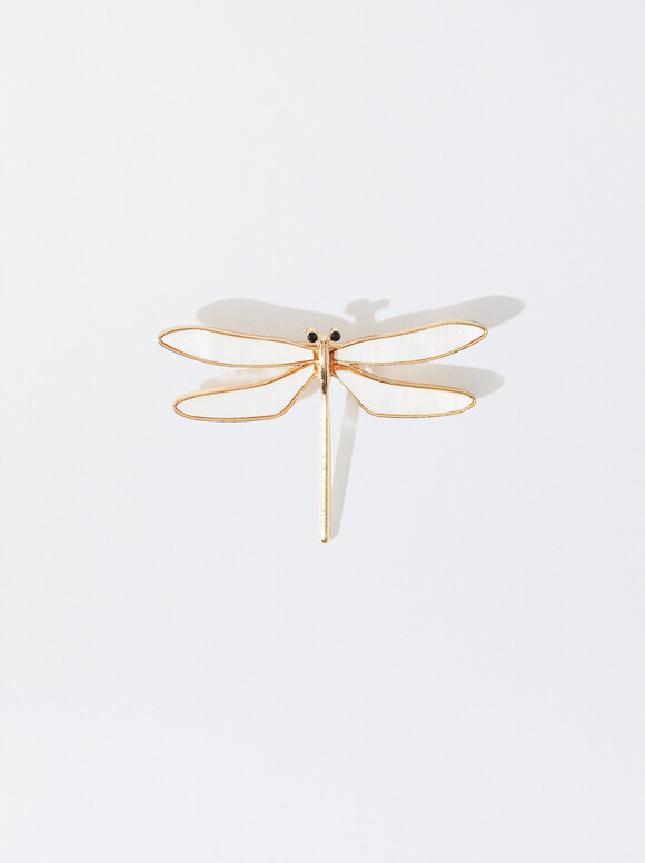 Dragonfly Brooch, Golden, hi-res