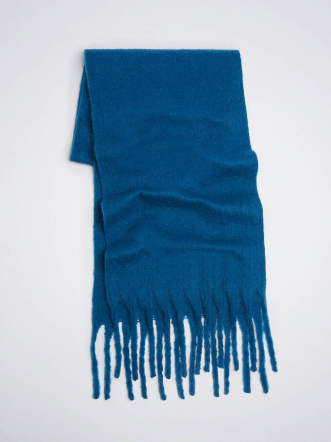 Einfarbiger Maxi-Schal, Blau, hi-res