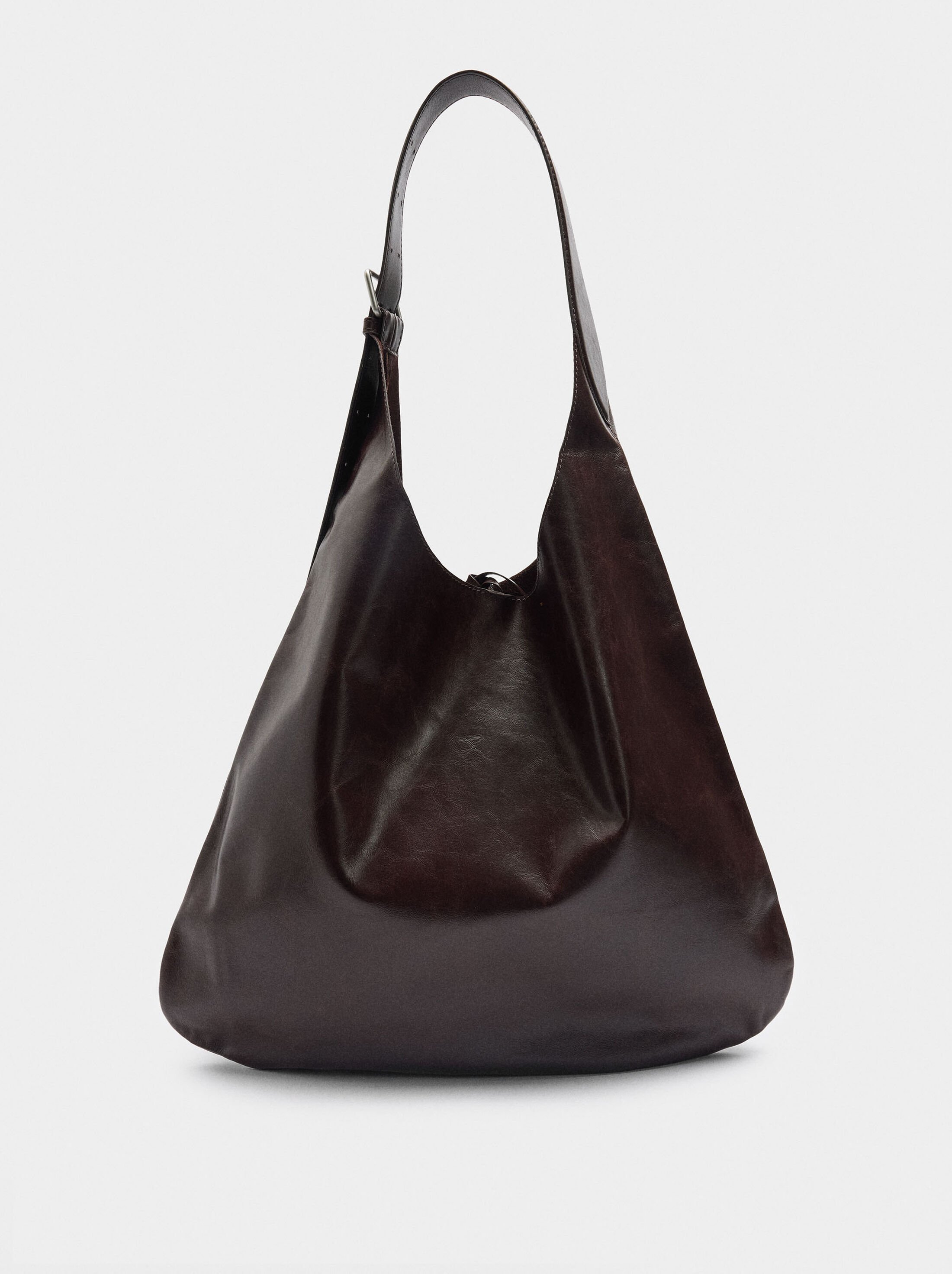 Leather shoulder bag with buckle image number 0.0