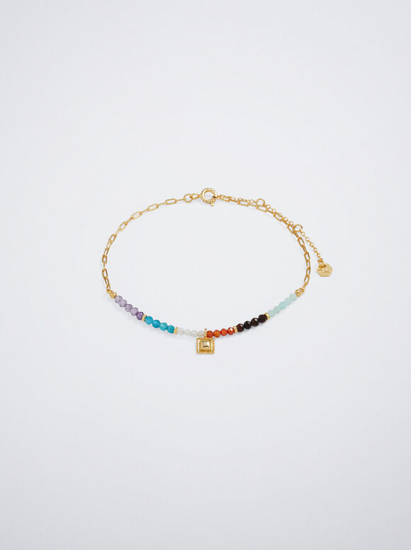 925 Sterling Silver Bracelet With Semiprecious Stone, Multicolor, hi-res