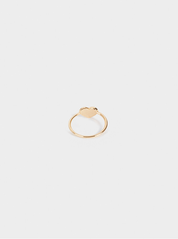 Pinky Finger Ring With Heart, Golden, hi-res
