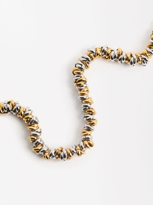 Bicolor intertwined rings bracelet - stainless steel