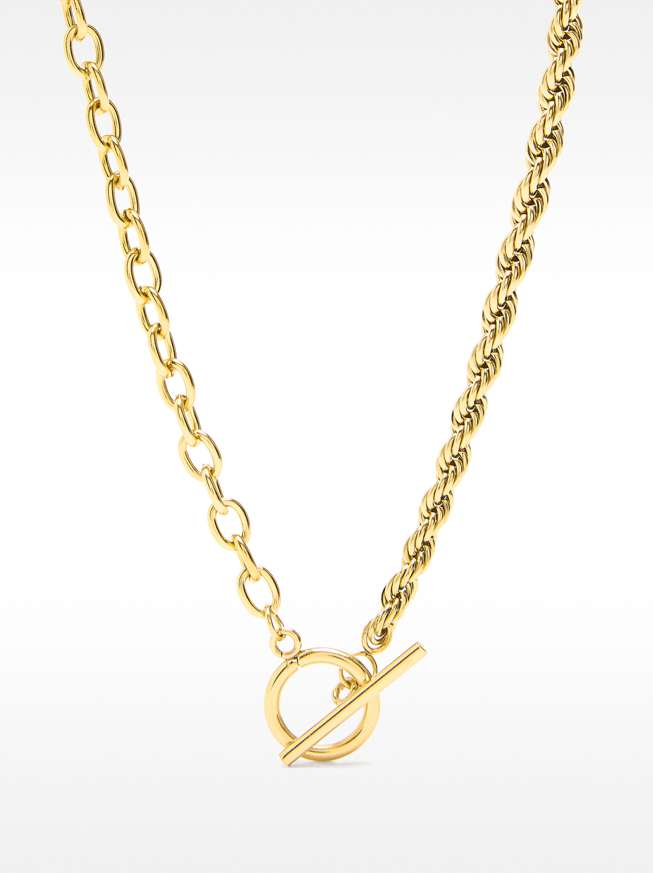Short necklace with links - stainless steel image number 0.0