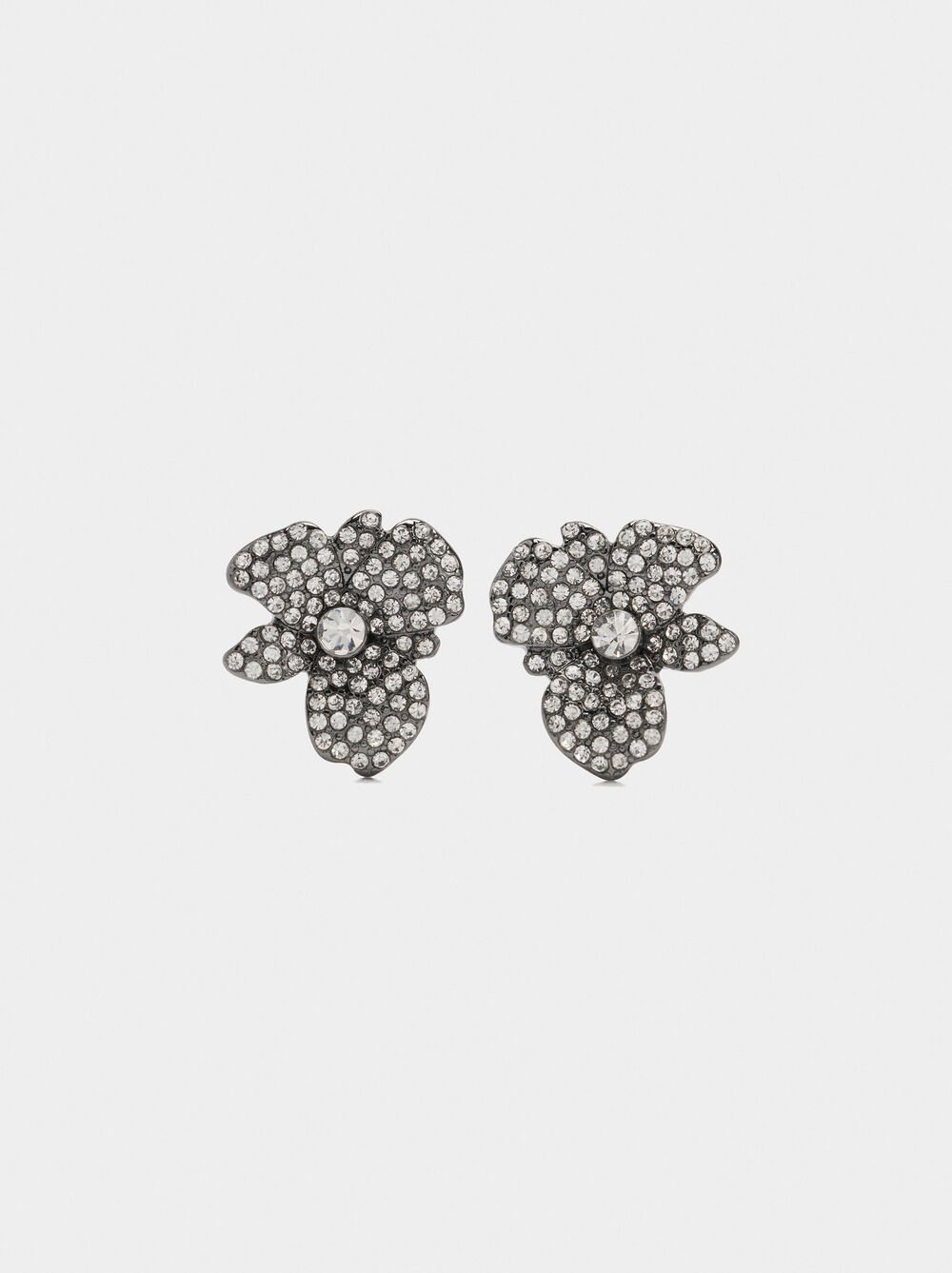 Flower earrings with crystals