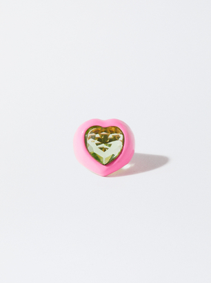 Online Exclusive - Enameled Heart Ring, Multicolor, hi-res