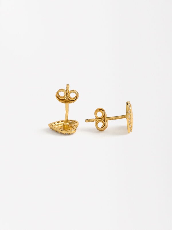Heart earrings with zirconia - 925 sterling silver