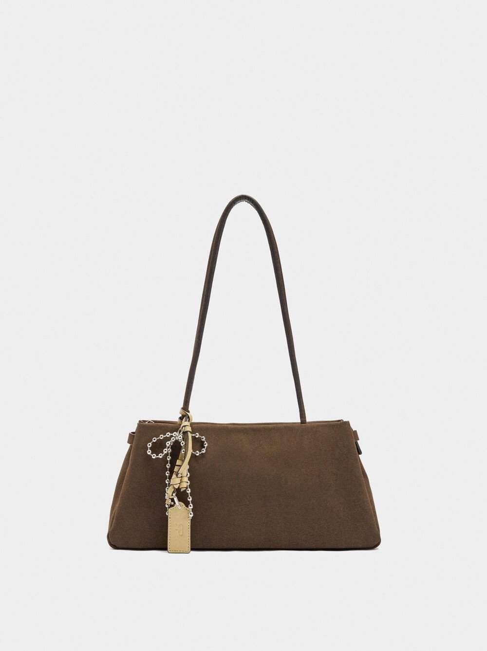 Leather-effect shoulder bag with pendant