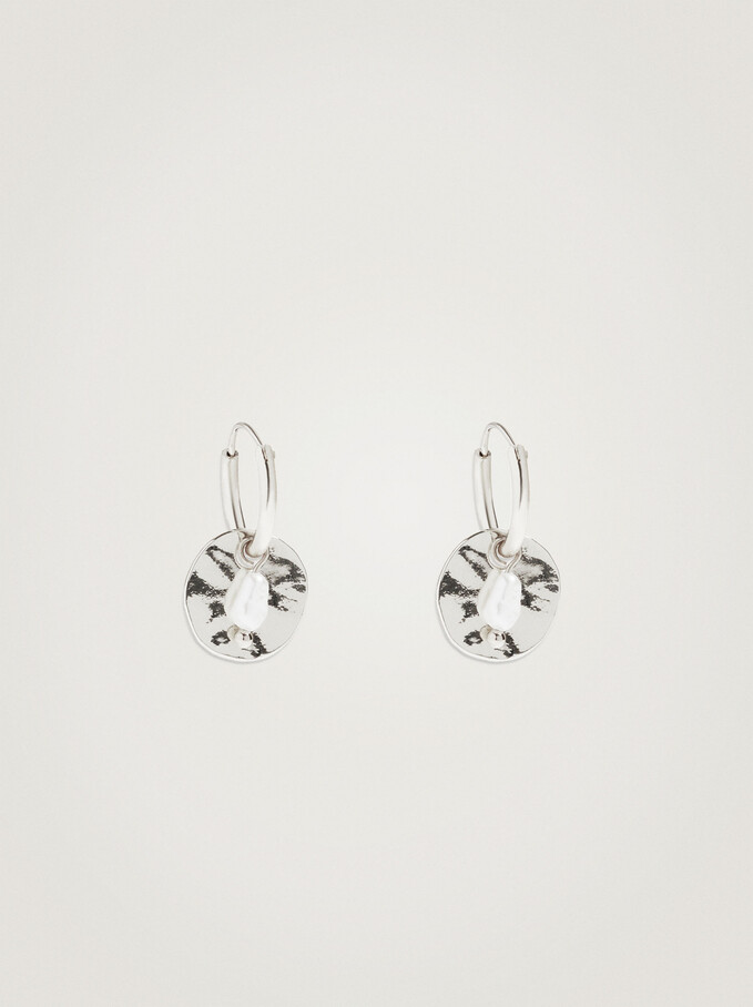 Hoop Earrings With Fresh Water Pearl, Silver, hi-res