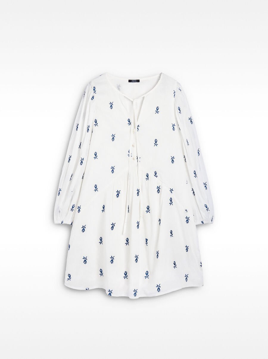 Short dress with embroidery 100% cotton