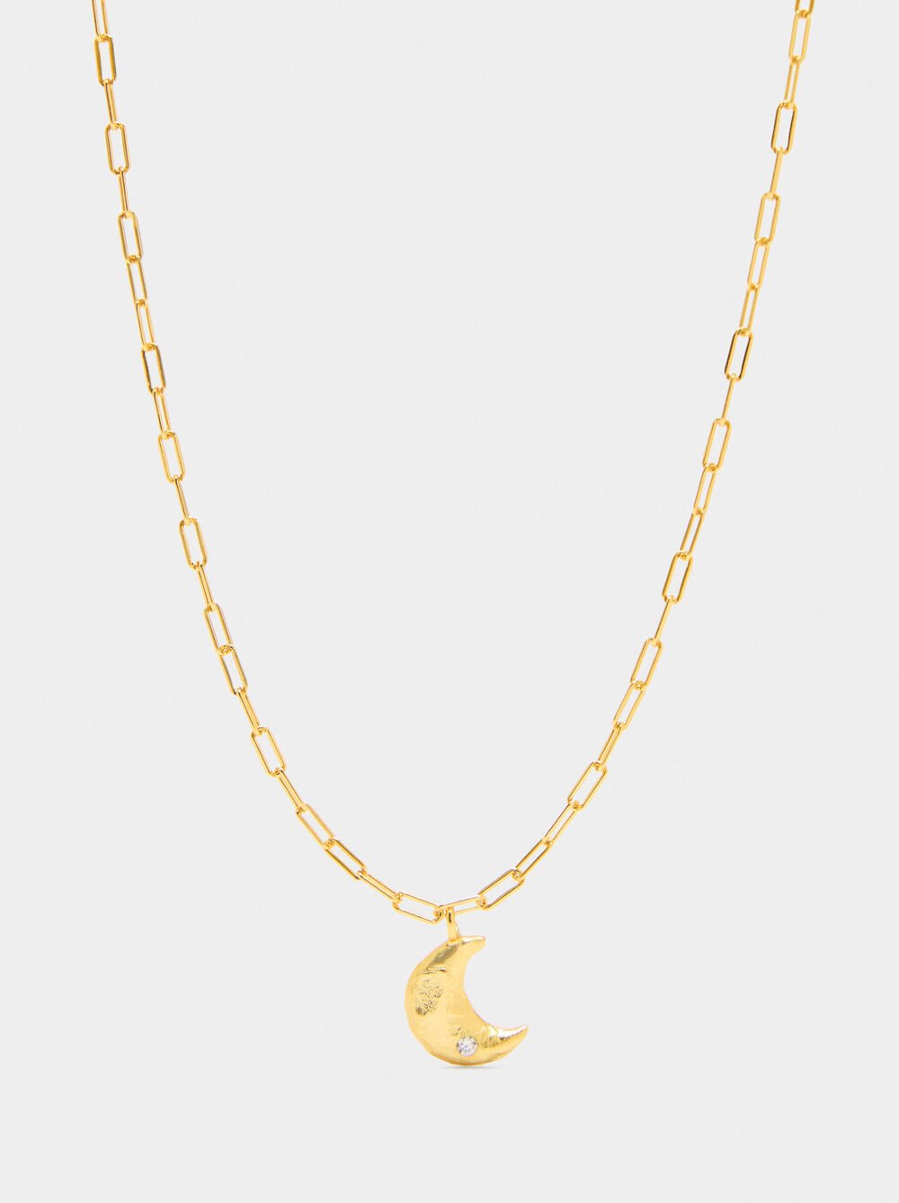 Moon necklace with zirconia - 925 sterling silver