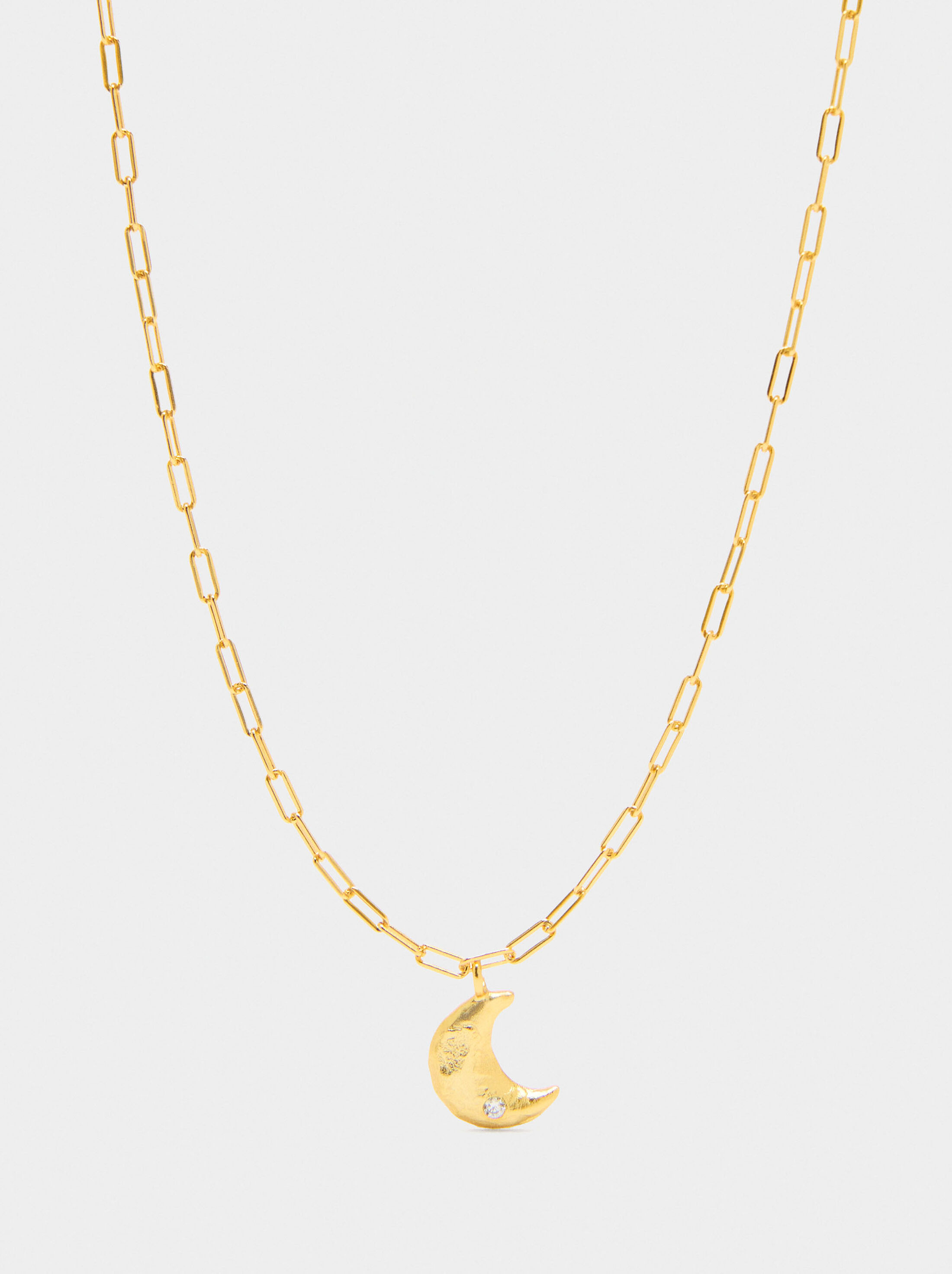 Moon necklace with zirconia - 925 sterling silver image number 0.0