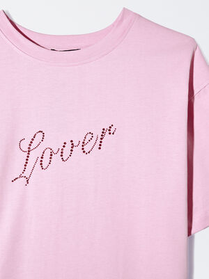 Cotton T-Shirt With Rhinestones image number 6.0