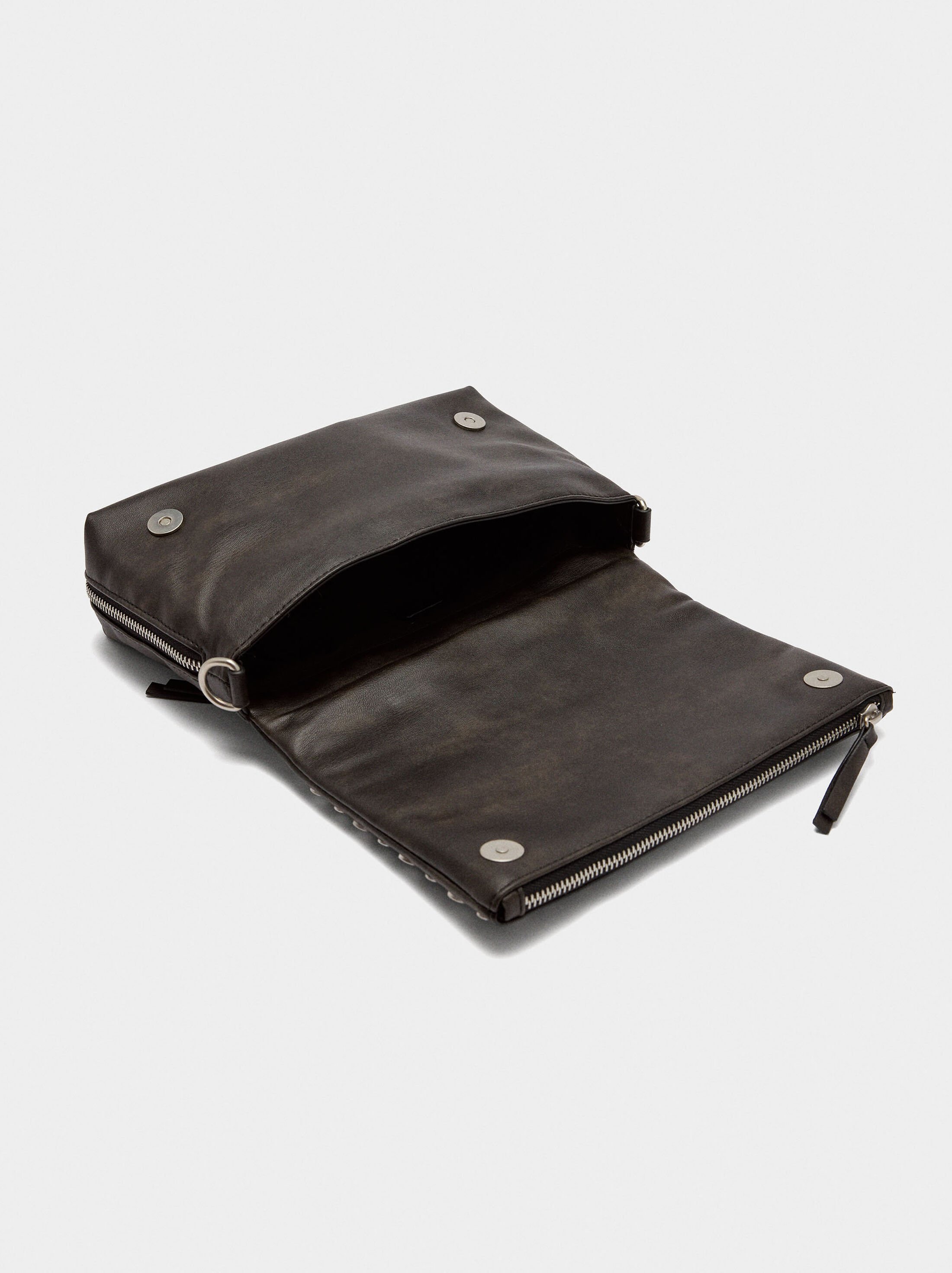 Faux leather studded shoulder bag image number 3.0