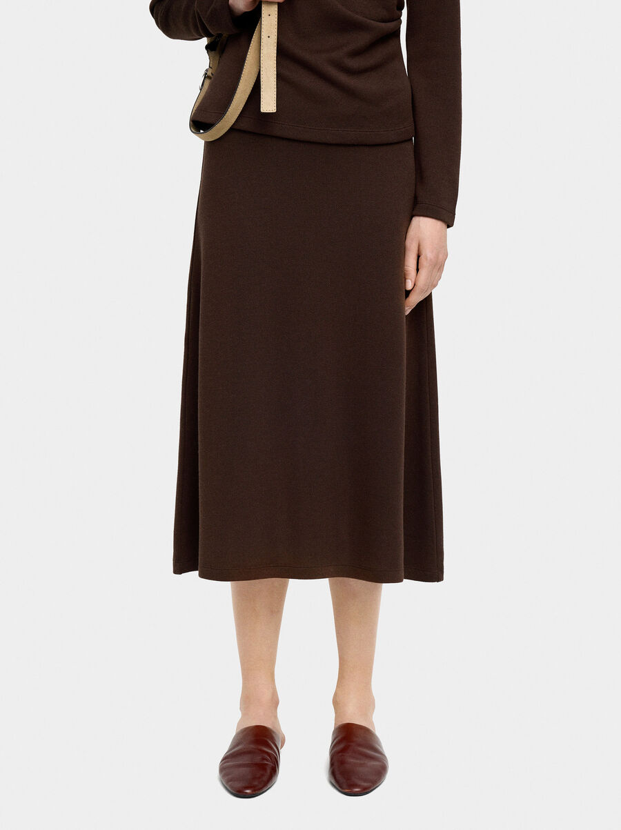 Midi skirt with elastic waist