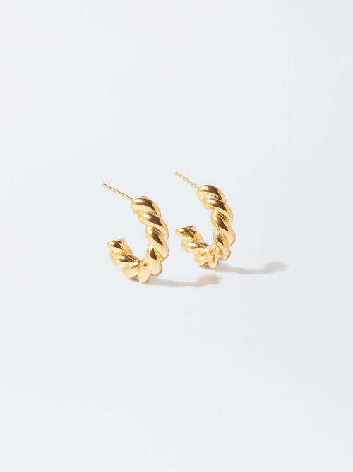 Golden Stainless Steel Hoop Earrings