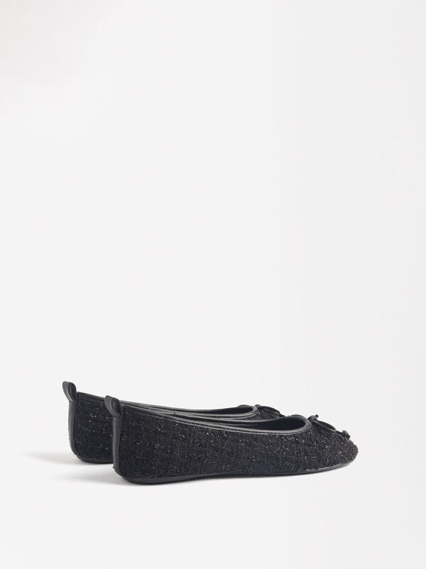 Tweed effect ballet flats