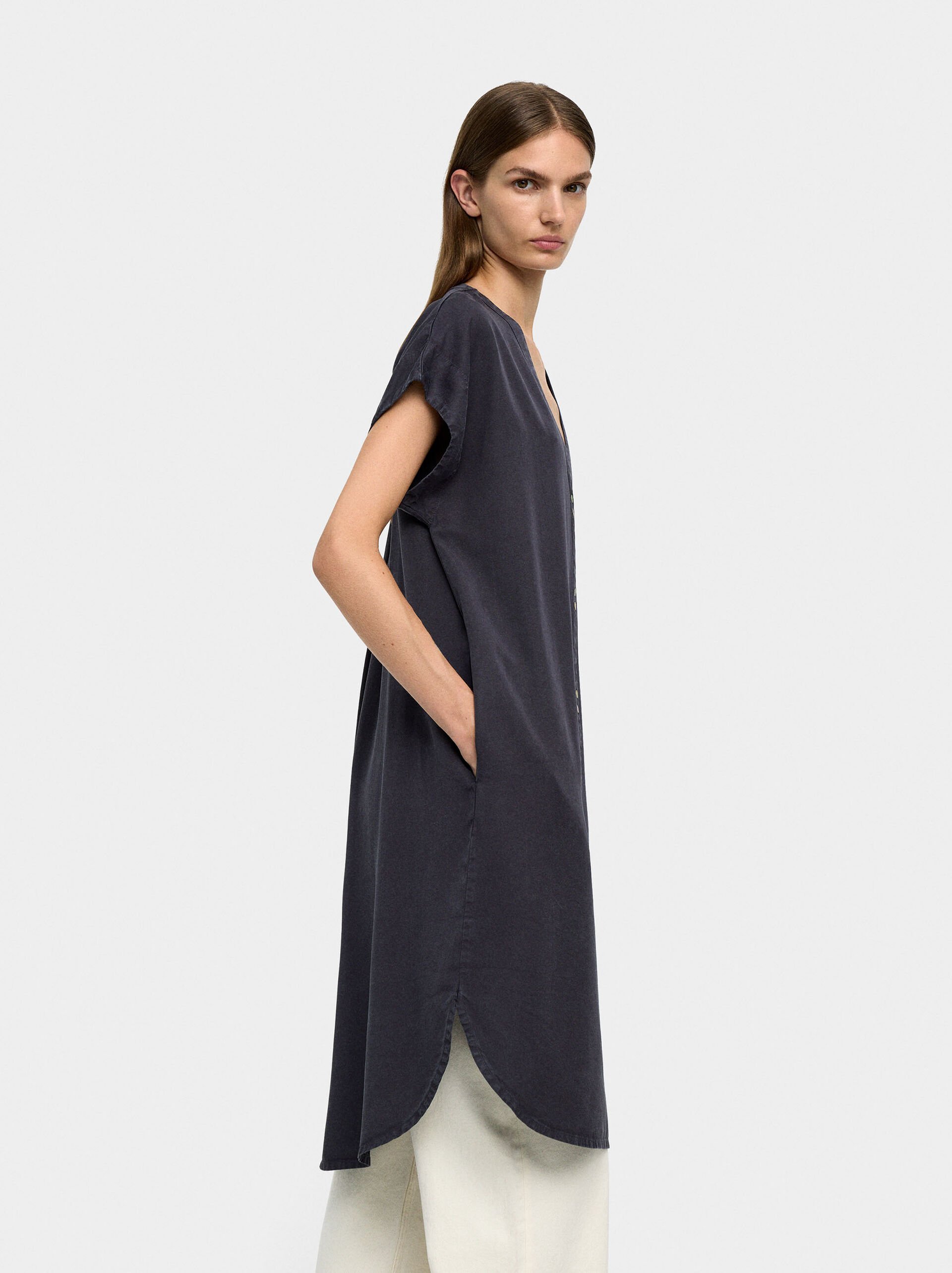 Short dress 100% lyocell image number 2.0