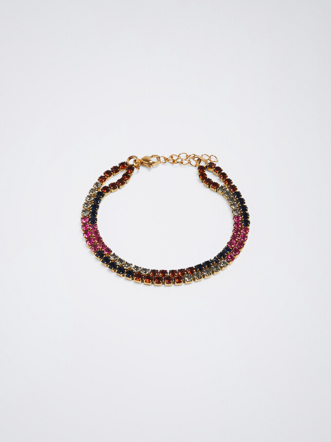 Steel Bracelet With Crystals, Multicolor, hi-res