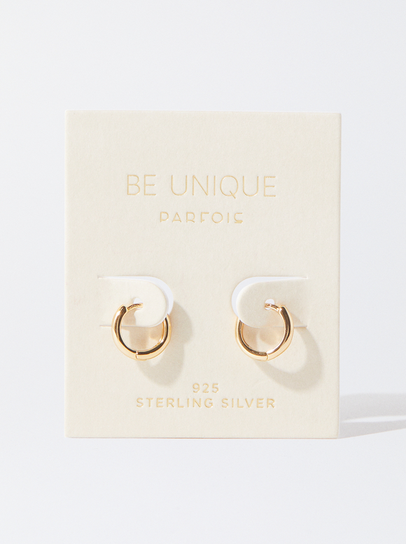 925 Silver Personalised Hoop Earrings, Golden, hi-res
