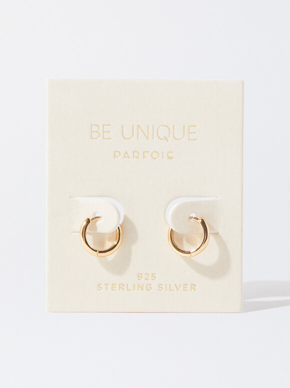 925 Silver Personalised Hoop Earrings, Golden, hi-res