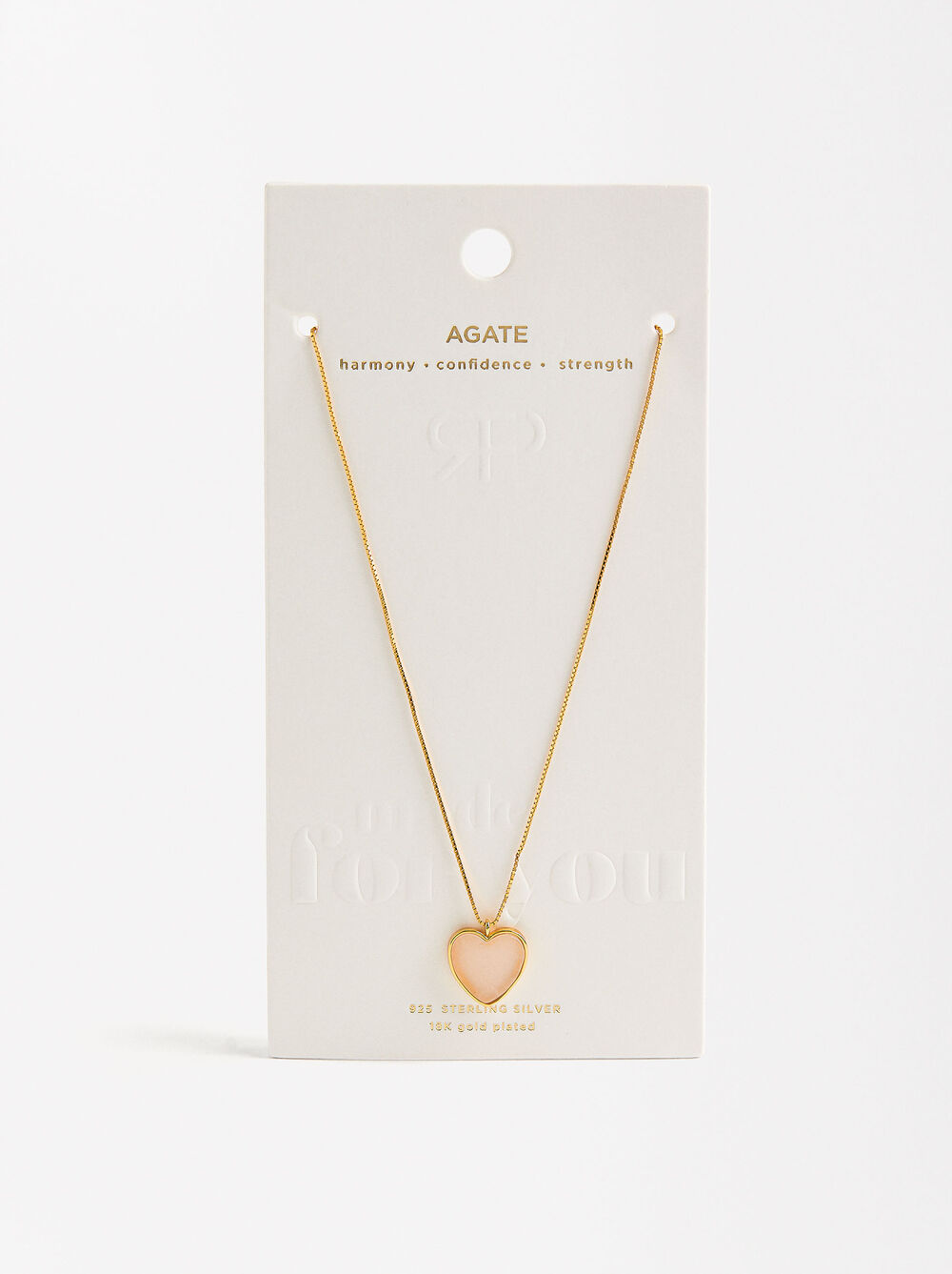 Short necklace heart stone - 925 sterling silver