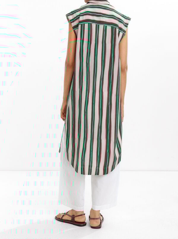 Striped midi shirt dress