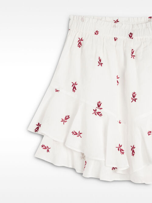 Short embroidered skirt 100% cotton