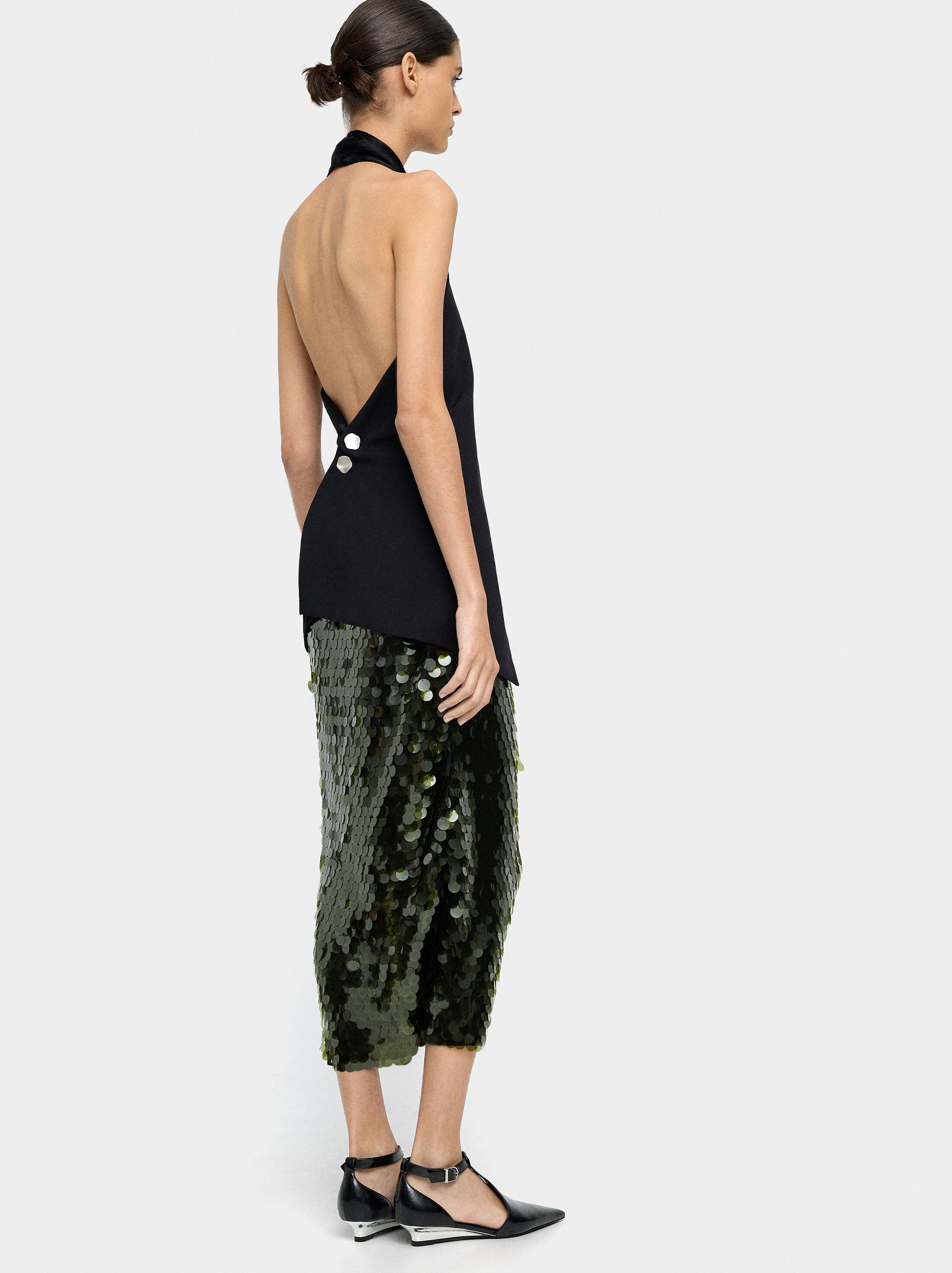 Long skirt with sequins image number 3.0