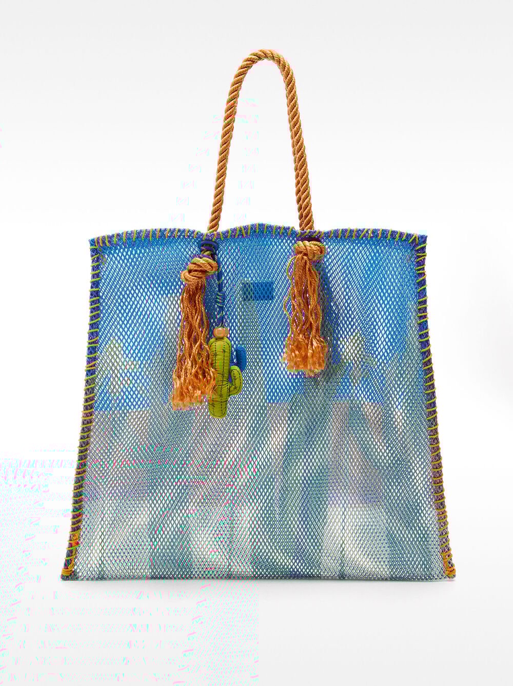 Bolso shopper de rejilla con estampado