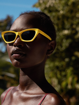 Cat Eye Sunglasses, Yellow, hi-res