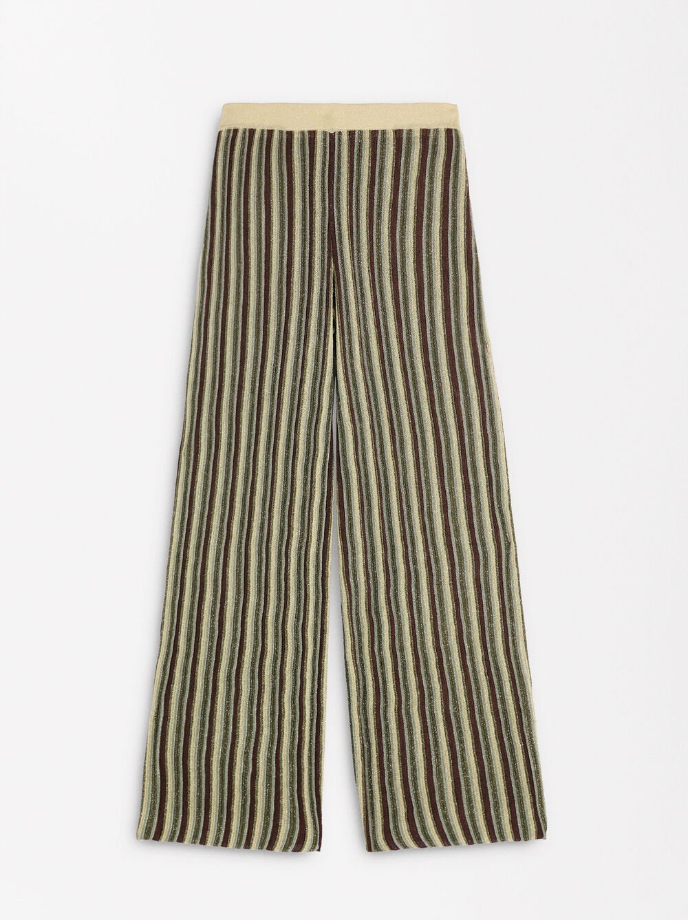 Ribbed pants with shiny effect