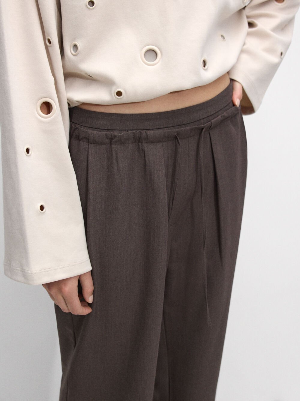 Straight wool blend trousers