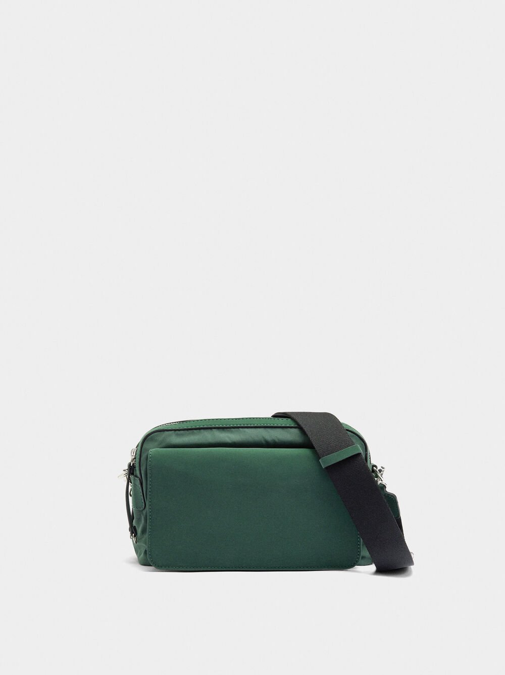 Nylon crossbody bag with flap