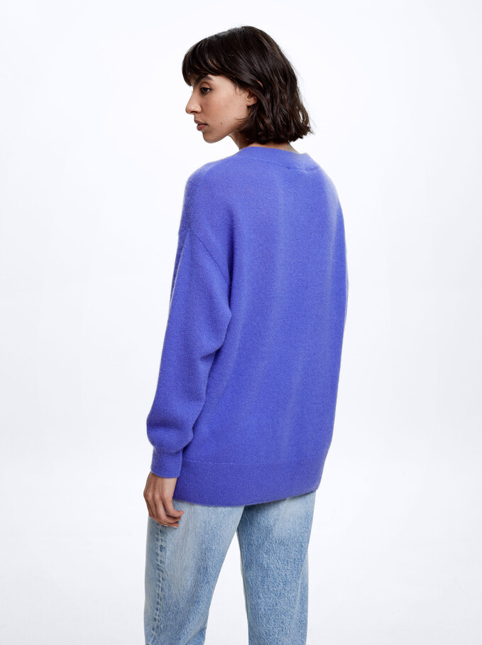 100% Cashmere Knitted Sweater, Purple, hi-res