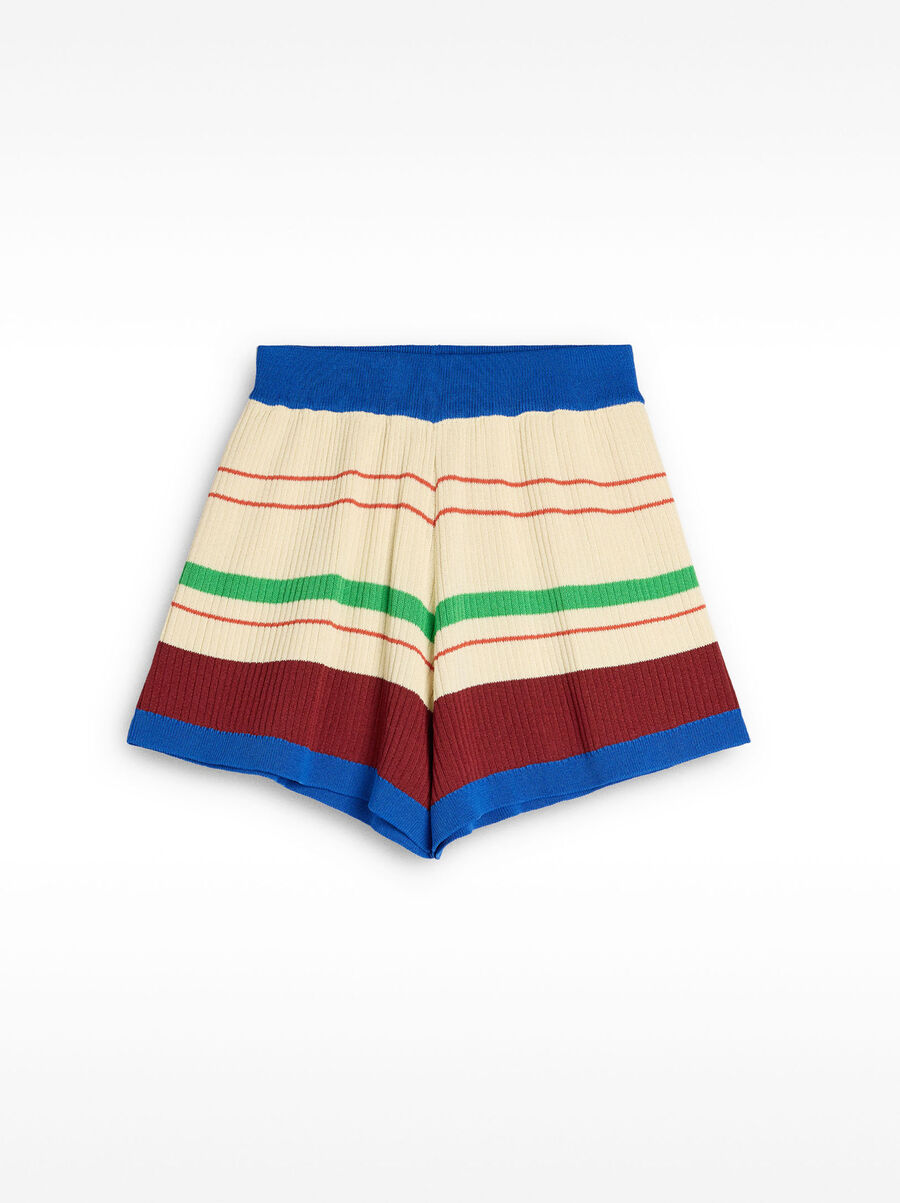 Striped contrast knit shorts