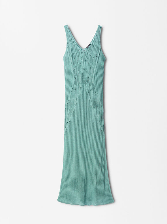 Online Exclusive - Knitted Dress, Green, hi-res